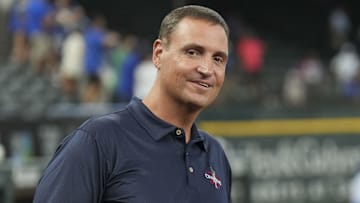 Jun 21, 2024; Arlington, Texas, USA; Texas Rangers general manager Chris Young