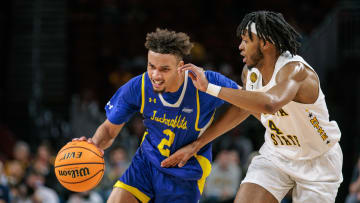 Dec 9, 2023; Wichita, Kansas, USA; South Dakota State Jackrabbits guard Zeke Mayo (2) drives around