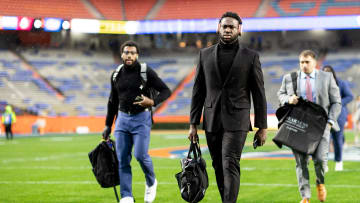 Florida Gators defensive end Princely Umanmielen (1) walks on the field during Gator Walk at Steve Spurrier Field at Ben Hill Griffin Stadium in Gainesville, FL on Saturday, November 25, 2023. [Matt Pendleton/Gainesville Sun]
