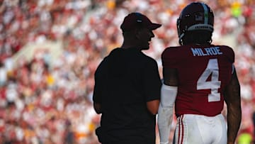 Alabama Crimson Tide quarterback Jalen Milroe. Mandatory Credit: Will McLelland-Imagn Images