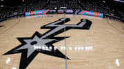 Dec 13, 2018; San Antonio, TX, USA; A general view of the San Antonio Spurs logo on the court prior to a game between the Spurs and the LA Clippers at AT&T Center. Mandatory Credit: Soobum Im-USA TODAY Sports