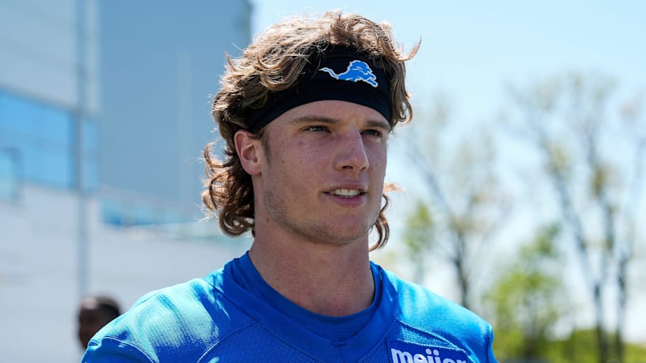 Detroit Lions wide receiver Isaac TeSlaa speaks after practice during rookie minicamp at team's Allen Park Performance Center | Junfu Han / USA TODAY NETWORK via Imagn Images