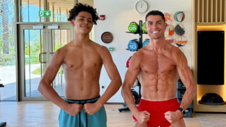 Cristiano Jr. and his father. Cristiano Jr. and his father.