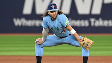 Sep 14, 2023; Toronto, Ontario, CAN;  Toronto Blue Jays shortstop Bo Bichette (11) waits for play to