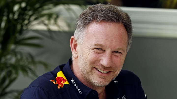 May 5, 2024; Miami Gardens, Florida, USA; Red Bull team principle Christian Horner sits in the F1 Village before the F1 Miami Grand Prix at Miami International Autodrome. Mandatory Credit: Peter Casey-USA TODAY Sports