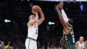 Pritchard hit eight three-pointers Monday night against Milwaukee