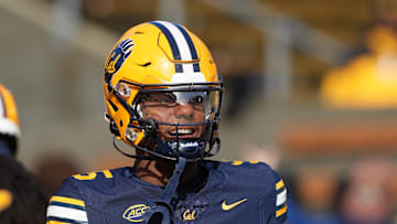 Nov 23, 2024; Berkeley, California, USA; California Golden Bears defensive back Marcus Harris (5) before the game against the Stanford Cardinal at California Memorial Stadium. Mandatory Credit: Darren Yamashita-Imagn Images