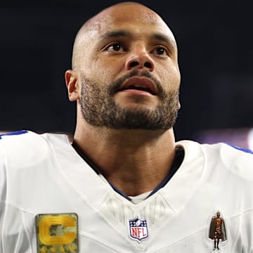Dallas Cowboys quarterback Dak Prescott looks on before the game against the Arizona Cardinals.