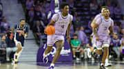 Kansas State guard Mobi Ikegwuruka brings the ball up court during a recent game.