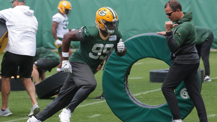 Green Bay Packers defensive lineman Willington Previlon (99) is shown during the second day of organized team activities Tuesday, May 25, 2021 in Green Bay, Wis.

Cent02 7fxxgma3wsjqgf42hjf Original