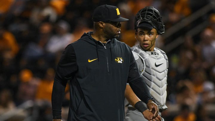 Missouri baseball head coach Kerrick Jackson during a NCAA baseball game at Lindsey Nelson Stadium on Thursday, April 25, 2024. Tennessee won 10-1 against Missouri.