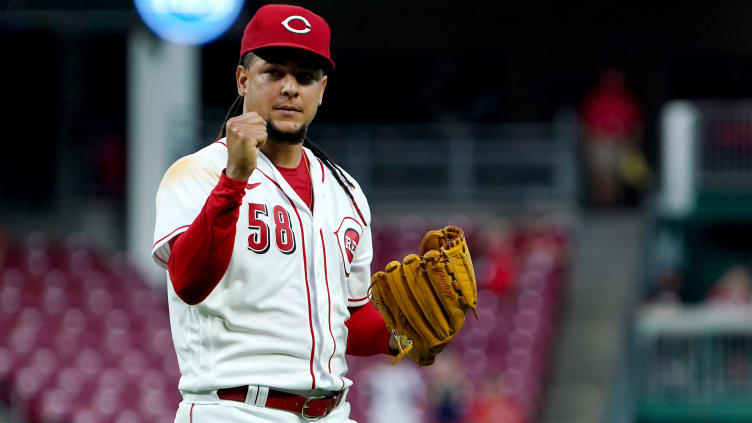 Cincinnati Reds starting pitcher Luis Castillo (58) pumps his fist.