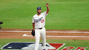 National League pitcher Clayton Kershaw of the Los Angeles Dodgers leaves the 2025 MLB All Star Game.