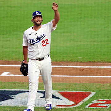 Jul 15, 2025; Cumberland, Georgia, USA; National League pitcher Clayton Kershaw (22) of the Los Angeles Dodgers leaves the game  during the first inning during the 2025 MLB All Star Game at Truist Park. Mandatory Credit: Jordan Godfree-Imagn Images