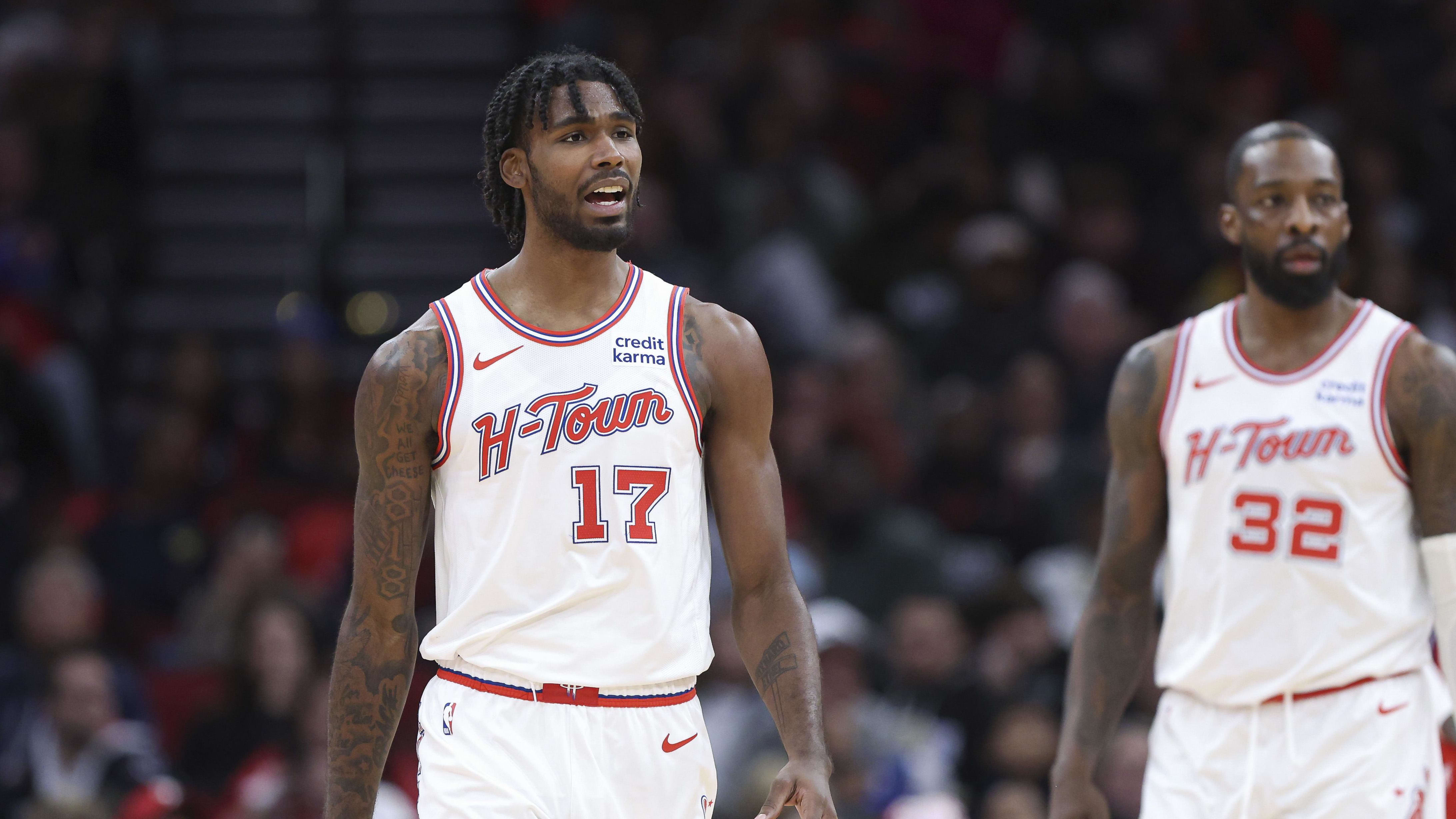 Houston Rockets forwards Tari Eason (17) and Jeff Green (32)