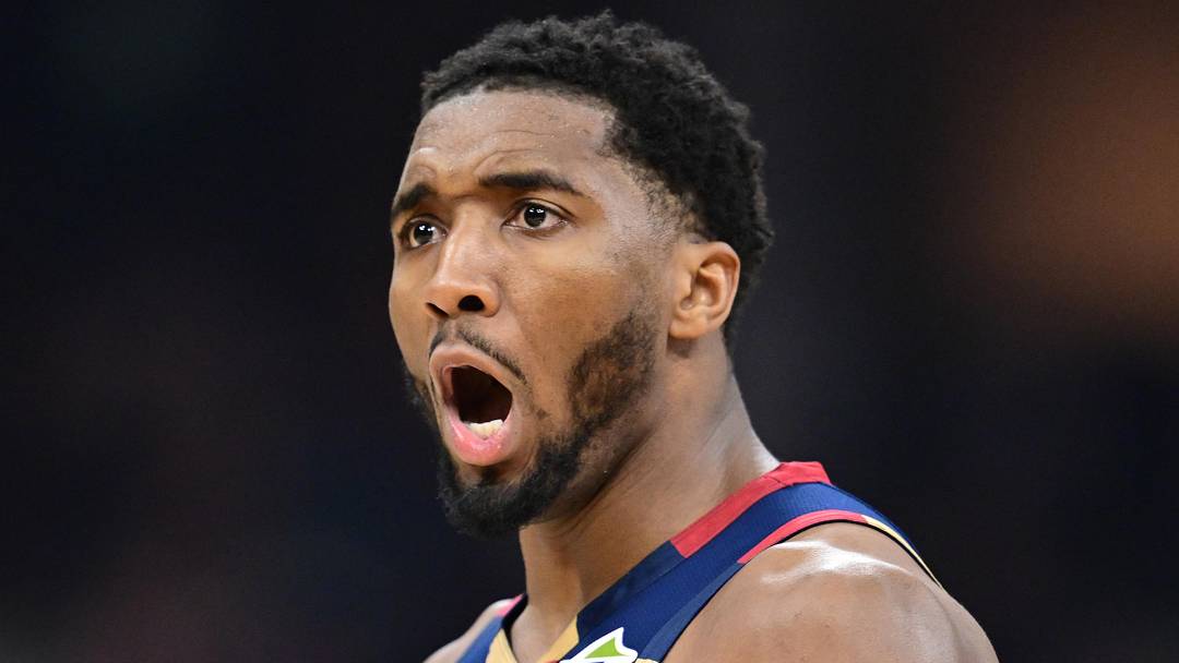 Cleveland Cavaliers guard Donovan Mitchell (45) reacts after a made basket during the second half during game two of the first round of the 2026 NBA Playoffs against the Toronto Raptors at Rocket Arena on April 20, 2026. Cleveland Cavaliers guard Donovan Mitchell (45) reacts after a made basket during the second half during game two of the first round of the 2026 NBA Playoffs against the Toronto Raptors at Rocket Arena on April 20, 2026.