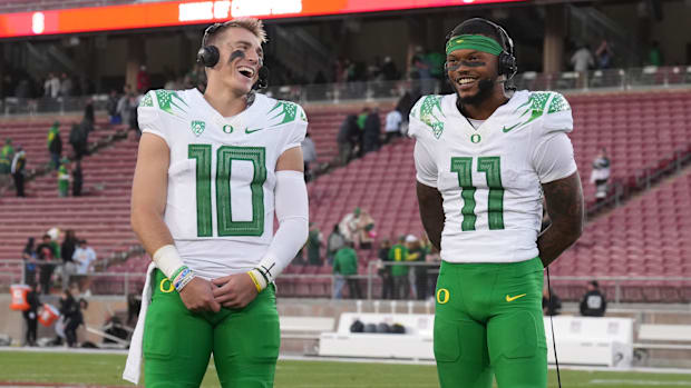 Oregon Ducks Denver Broncos Troy Franklin Bo Nix NFL Wide Receiver Joe Lombardi