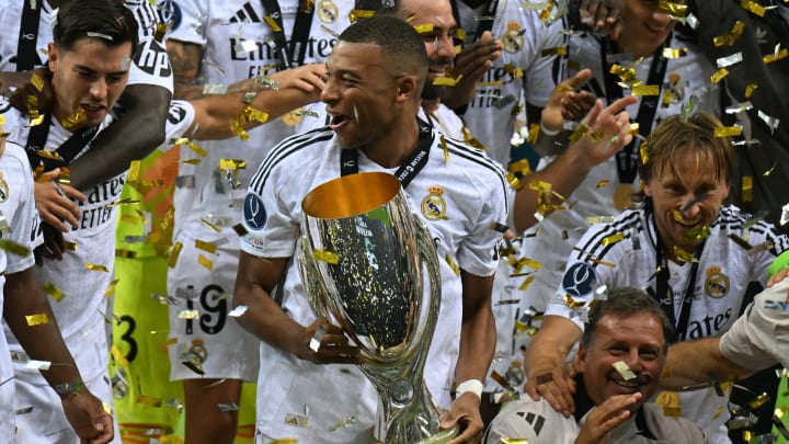 Kylian Mbappe has his first trophy for Real Madrid