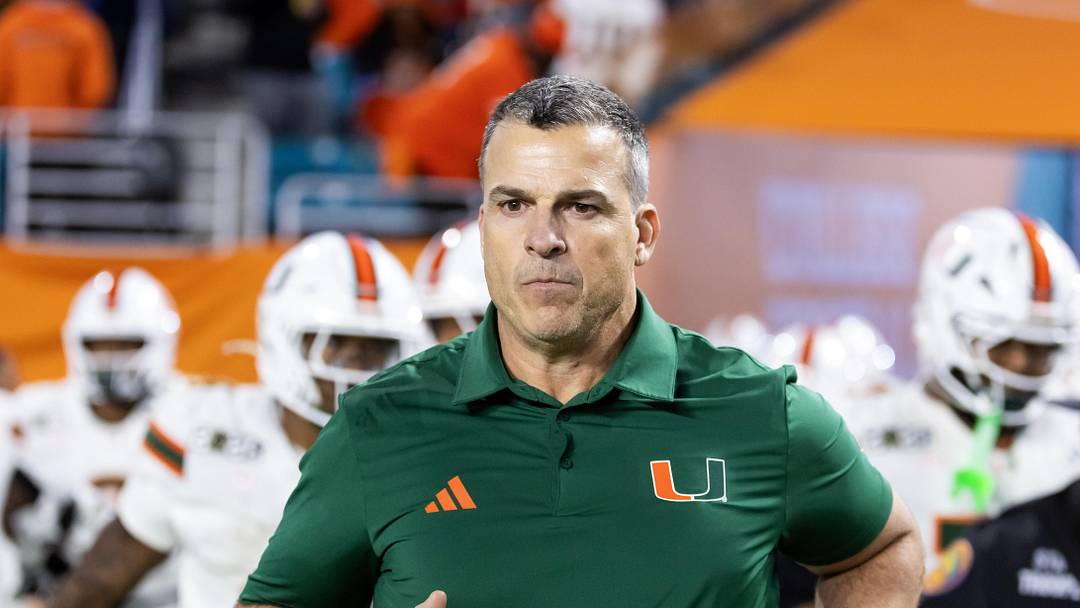Jan 19, 2026; Miami Gardens, FL, USA; Miami Hurricanes head coach Mario Cristobal against the Indiana Hoosiers during the College Football Playoff National Championship game at Hard Rock Stadium. Mandatory Credit: Mark J. Rebilas-Imagn Images