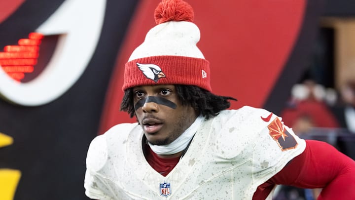 Sep 25, 2025; Glendale, Arizona, USA; Arizona Cardinals wide receiver Greg Dortch (4) against the Seattle Seahawks at State Farm Stadium. Mandatory Credit: Mark J. Rebilas-Imagn Images