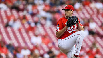 Sep 25, 2025; Cincinnati, Ohio, USA; Cincinnati Reds starting pitcher Nick Lodolo (40) pitches against the Pittsburgh Pirates in the first inning at Great American Ball Park. Mandatory Credit: Katie Stratman-Imagn Images