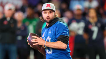 Feb 1, 2024; Orlando, FL, USA;  Indianapolis Colts quarterback Gardner Minshew (10) participates in the NFL Pro Bowl Skills Competition at the UCF NIcholson Fieldhouse. Mandatory Credit: Nathan Ray Seebeck-USA TODAY Sports