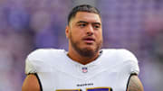 Baltimore Ravens guard Daniel Faalele