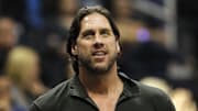 Feb 19, 2016; Atlanta, GA, USA; Atlanta Braves former relief pitcher John Rocker watches a game between the Miami Heat and Atlanta Hawks in the first quarter at Philips Arena. Mandatory Credit: Brett Davis-Imagn Images
