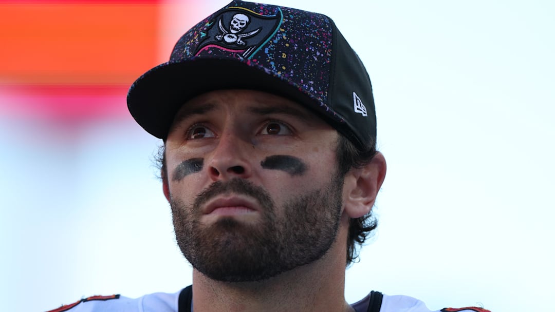 Baker Mayfield is the quarterback of the present, but the Tampa Bay Buccaneers could land his successor in this upcoming NFL Draft. (Mandatory Credit: Nathan Ray Seebeck-Imagn Images)