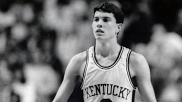 Dec 1987; unknown location, USA; FILE PHOTO; Kentucky Wildcats guard Rex Chapman in action against the Indiana Hoosiers during the 1987 season. Mandatory Credit: Malcolm Emmons-Imagn Images