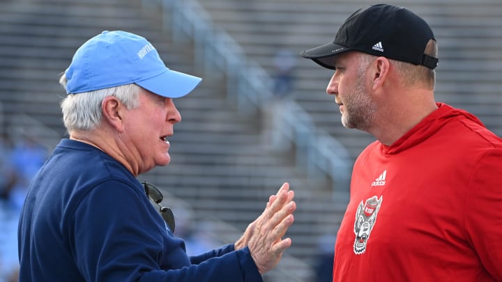 UNC football head coach Mack Brown and NC State's Dave Doeren