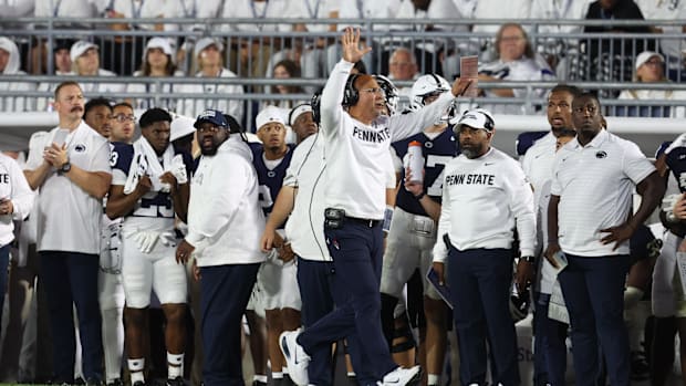 Penn State Nittany Lions head coach James Franklin reacts during the fourth quarter vs. the Oregon Ducks at Beaver Stadium. 