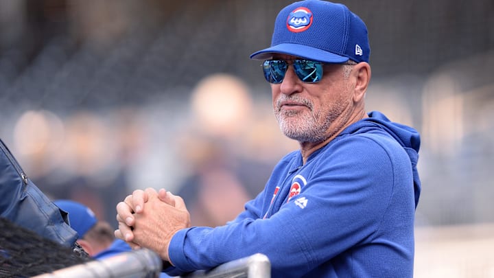 Sep 9, 2019; San Diego, CA, USA; Chicago Cubs manager Joe Maddon (70) looks on before the game against the San Diego Padres at Petco Park. Mandatory Credit: Orlando Ramirez-Imagn Images