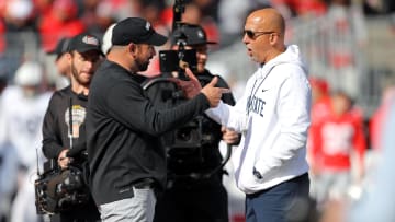  Ohio State Buckeyes head coach Ryan Day and  Penn State Nittany Lions head coach James Franklin 