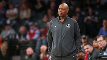 Mar 2, 2024; Atlanta, Georgia, USA; Florida State Seminoles head coach Leonard Hamilton on the sideline against the Georgia Tech Yellow Jackets in the second half at McCamish Pavilion. Mandatory Credit: Brett Davis-Imagn Images