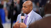 Jun 12, 2024; Dallas, Texas, USA; NBA TV analyst Charles Barkley talks on set before game three of the 2024 NBA Finals between the Boston Celtics and the Dallas Mavericks at American Airlines Center. Mandatory Credit: Kevin Jairaj-Imagn Images