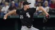 Jul 22, 2024; Arlington, Texas, USA; Chicago White Sox starting pitcher Erick Fedde (20) throws to the plate during the first inning against the Texas Rangers at Globe Life Field.