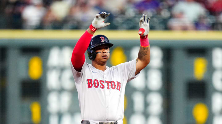 Jul 23, 2024; Denver, Colorado, USA; Boston Red Sox third base Rafael Devers (11) during the sixth inning against the Colorado Rockies at Coors Field.