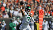 Oct 26, 2025; Cincinnati, Ohio, USA; New York Jets quarterback Justin Fields (7) of the New York Jets throws the ball during the game against the Cincinnati Bengals during the first quarter at Paycor Stadium. Mandatory Credit: Katie Stratman-Imagn Images