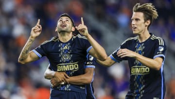 Aug 13, 2024; Cincinnati, Ohio, USA; Philadelphia Union forward Tai Baribo (28) reacts after scoring a goal against FC Cincinnati in the second half at TQL Stadium. Mandatory Credit: Katie Stratman-USA TODAY Sports