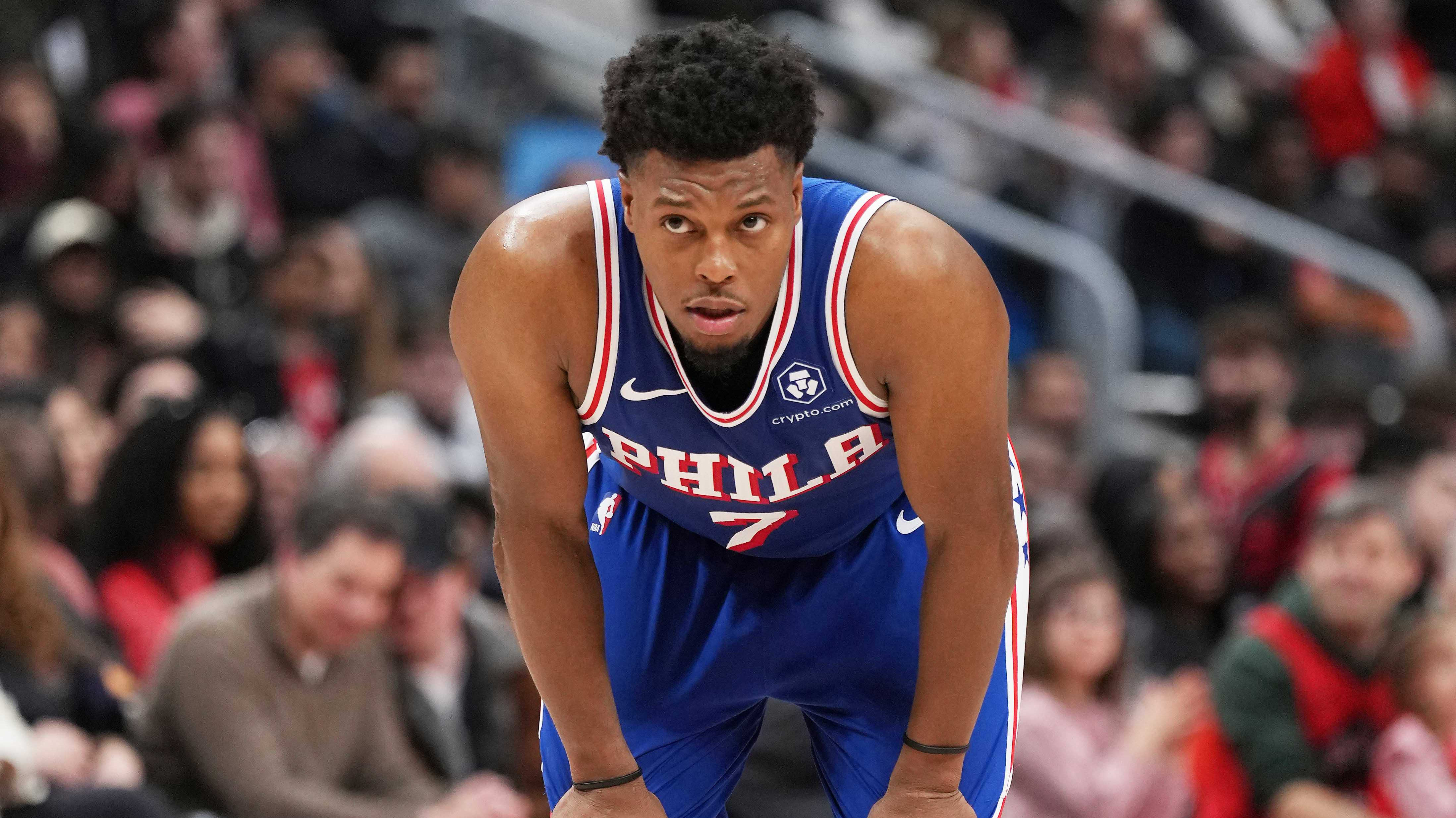 Mar 31, 2024; Toronto, Ontario, CAN; Philadelphia 76ers guard Kyle Lowry (7) waits for the play to