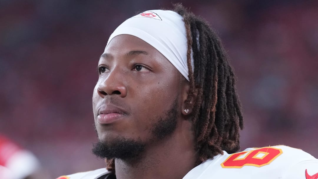 Aug 19, 2023; Glendale, Arizona, USA; Kansas City Chiefs offensive tackle Wanya Morris (64) against the Arizona Cardinals at State Farm Stadium. Mandatory Credit: Joe Camporeale-USA TODAY Sports