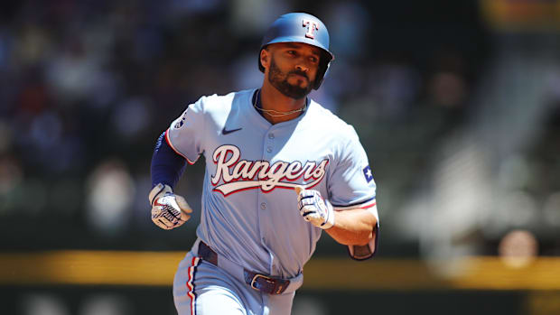 Texas Rangers second baseman Marcus Semien hit his 30th career leadoff homer and 18th with the Rangers in Sunday's win.