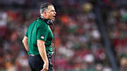 Sep 21, 2024; Tampa, Florida, USA; Miami Hurricanes head coach Mario Cristobal reacts to a play against the South Florida Bulls in the fourth quarter at Raymond James Stadium. Mandatory Credit: Nathan Ray Seebeck-Imagn Images