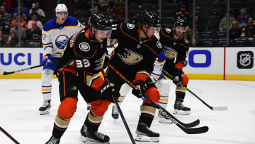 Oct 28, 2021; Anaheim, California, USA; Anaheim Ducks right wing Jakob Silfverberg (33) moves in for