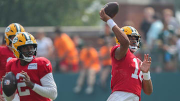 Green Bay Packers quarterback Jordan Love (10) passes the ball during practice on Thursday, July 31, 2025, at Ray Nitschke Field in Ashwaubenon, Wis. 
Tork Mason/USA TODAY NETWORK-Wisconsin
