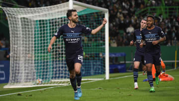 Bernardo Silva celebra uno de sus goles en la goleada de Champions del Manchester City ante el Sporting CP