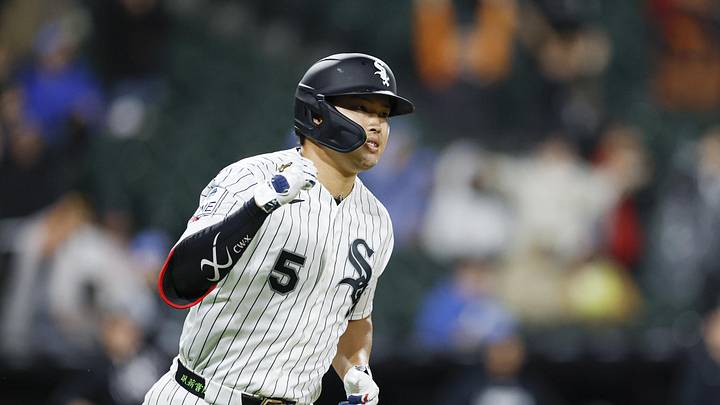 Apr 27, 2026; Chicago, Illinois, USA; Chicago White Sox first baseman Munetaka Murakami (5) rounds the bases after hitting a three-run home run against the Los Angeles Angels during the seventh inning at Rate Field. Mandatory Credit: Kamil Krzaczynski-Imagn Images
