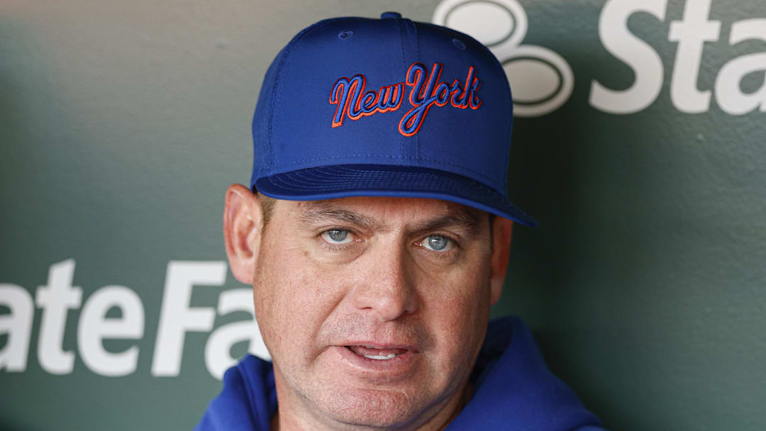 Apr 17, 2026; Chicago, Illinois, USA; New York Mets manager Carlos Mendoza (64) speaks before a baseball game against the Chicago Cubs at Wrigley Field. Mandatory Credit: Kamil Krzaczynski-Imagn Images