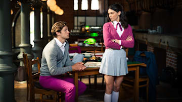 Damian Hardung as James Beaufort and Harriet Herbig-Matten as Ruby Bell in Maxton Hall - The World Between Us season 2 on Prime Video